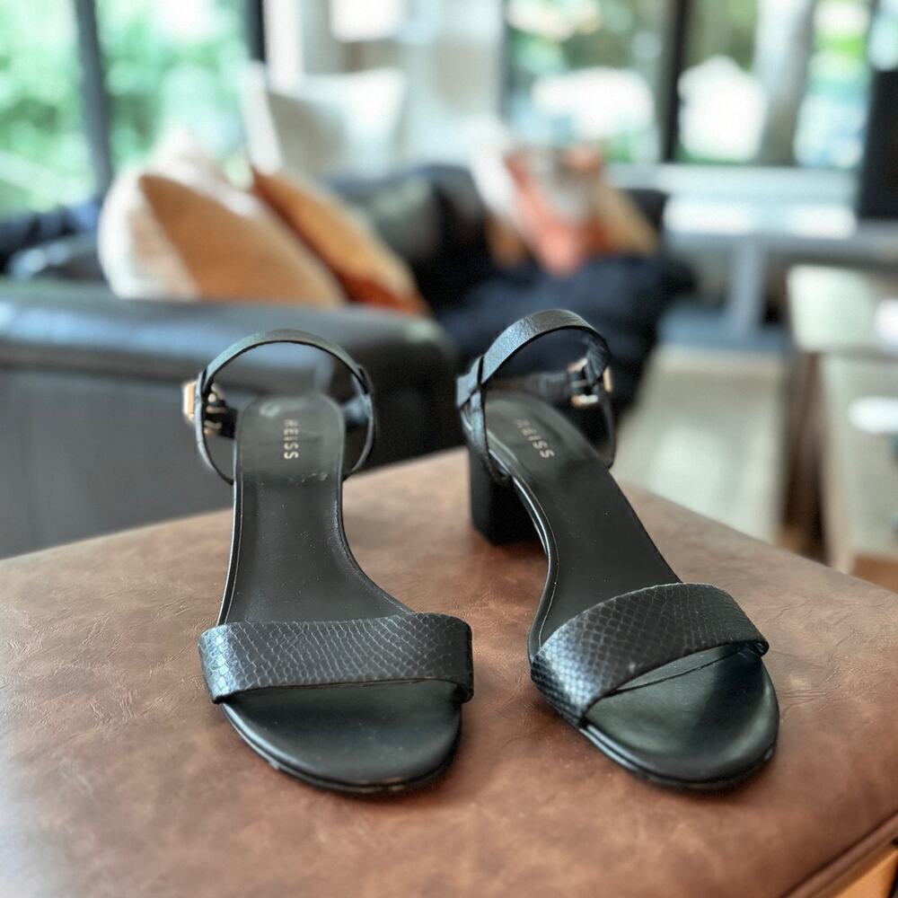 Reiss Strappy Heels, Black, Comfortable